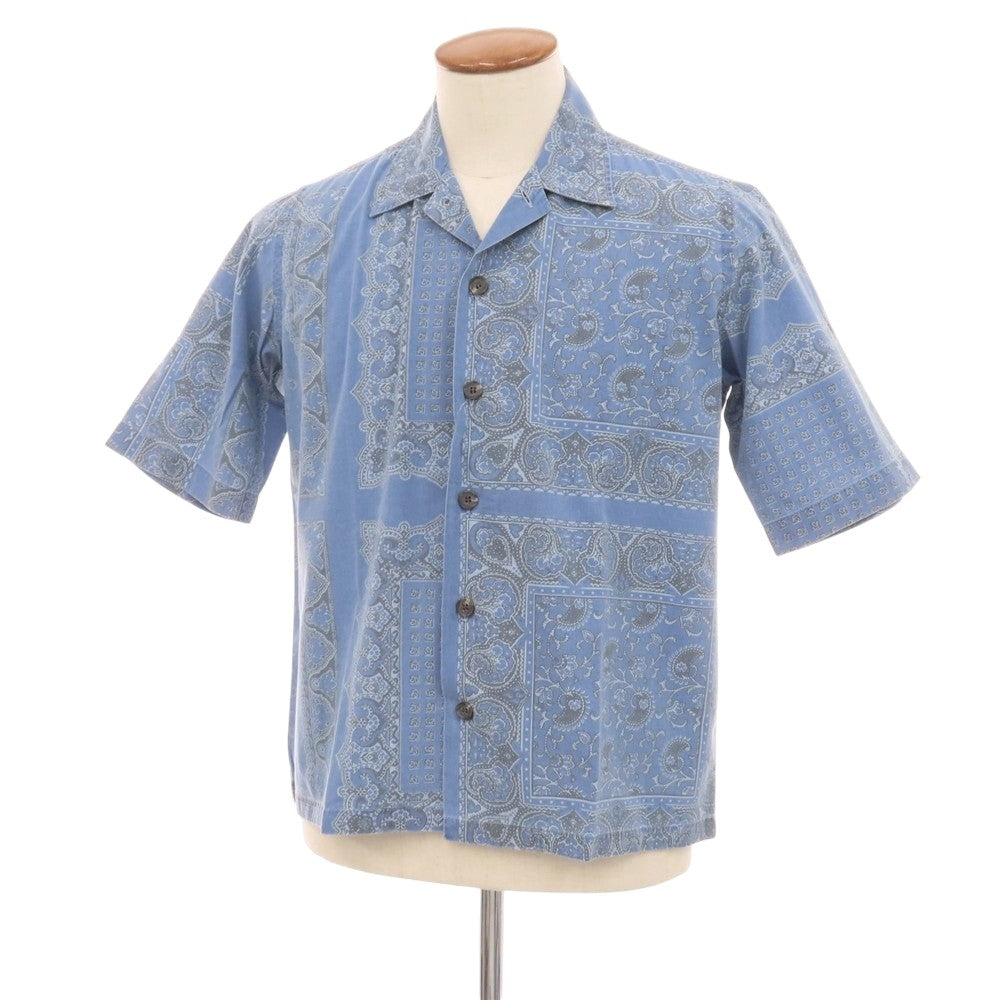 【新品】オリアン ORIAN MARMY コットン ペイズリー プリント オープンカラー 半袖シャツ ブルー【サイズM】【 状態ランクN 】【 メンズ 】