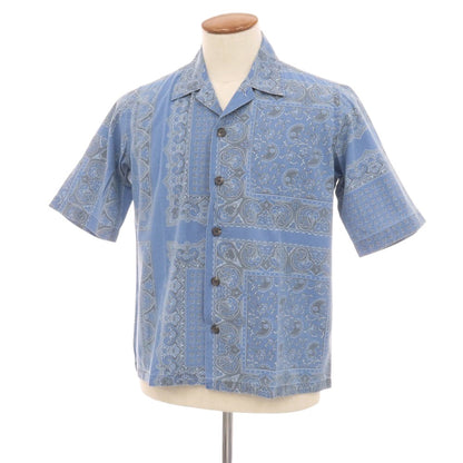 【新品】オリアン ORIAN MARMY コットン ペイズリー プリント オープンカラー 半袖シャツ ブルー【サイズM】【 状態ランクN 】【 メンズ 】