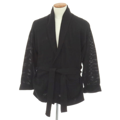 【新品】セッテフィーリ カシミア Settefili Cashmere リネンコットン ニット ショールカラー ガウンカーディガン ブラック【サイズ48/S】【 状態ランクN 】【 メンズ 】