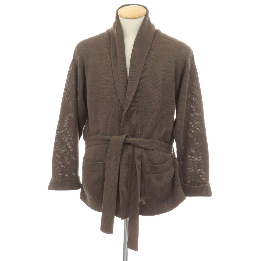 【新品】セッテフィーリ カシミア Settefili Cashmere リネンコットン ニット ショールカラー ガウンカーディガン アッシュブラウン【サイズ44】【 状態ランクN 】【 メンズ 】