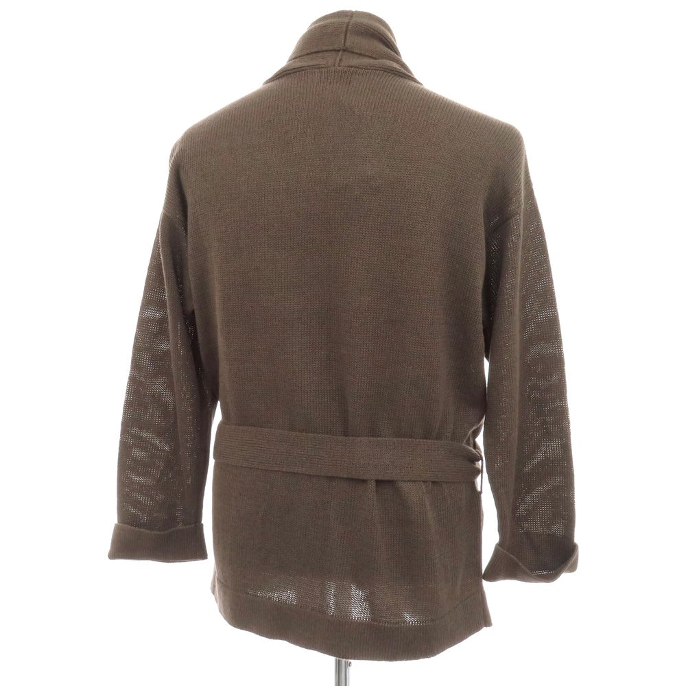 【新品】セッテフィーリ カシミア Settefili Cashmere リネンコットン ニット ショールカラー ガウンカーディガン アッシュブラウン【サイズ48/S】【 状態ランクN 】【 メンズ 】