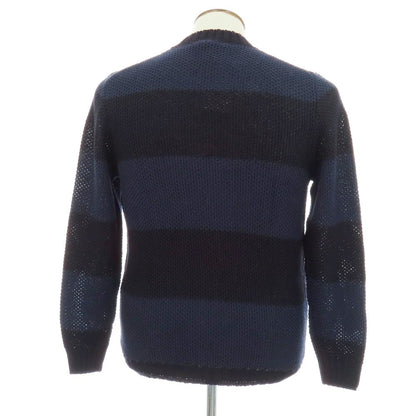【新品】セッテフィーリ カシミア Settefili Cashmere リネンコットン ボーダー クルーネック プルオーバーニット ネイビー系【サイズ50/M】【 状態ランクN 】【 メンズ 】