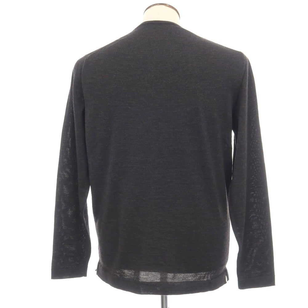 【新品】フィリッポ デ ローレンティス FILIPPO DE LAURENTIIS ロイヤルメリノウール クルーネック プルオーバーニット チャコールグレー【サイズ52】【 状態ランクN 】【 メンズ 】