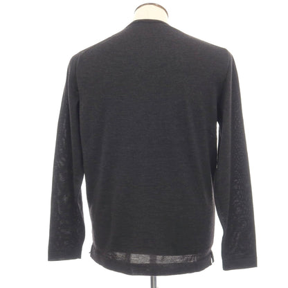 【新品】フィリッポ デ ローレンティス FILIPPO DE LAURENTIIS ロイヤルメリノウール クルーネック プルオーバーニット チャコールグレー【サイズ52】【 状態ランクN 】【 メンズ 】