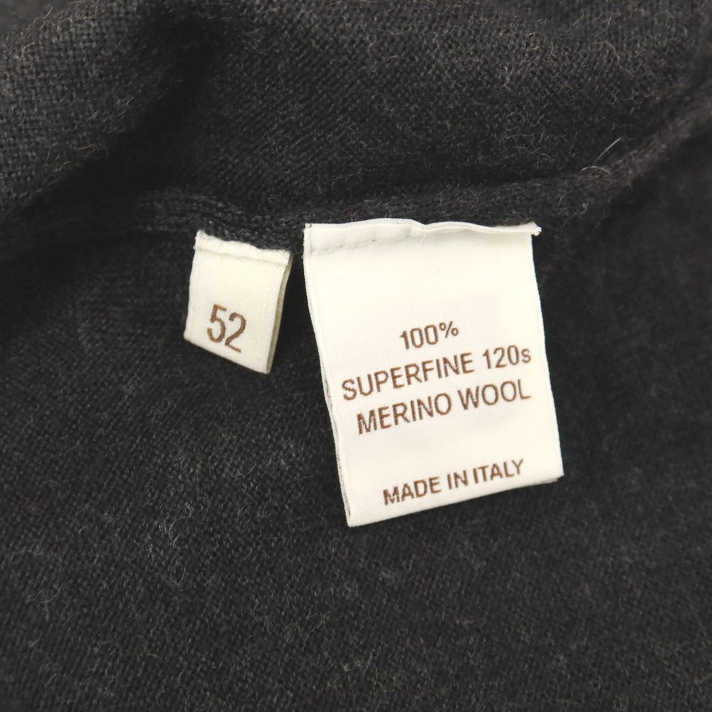 【新品】フィリッポ デ ローレンティス FILIPPO DE LAURENTIIS ロイヤルメリノウール クルーネック プルオーバーニット チャコールグレー【サイズ52】【 状態ランクN 】【 メンズ 】