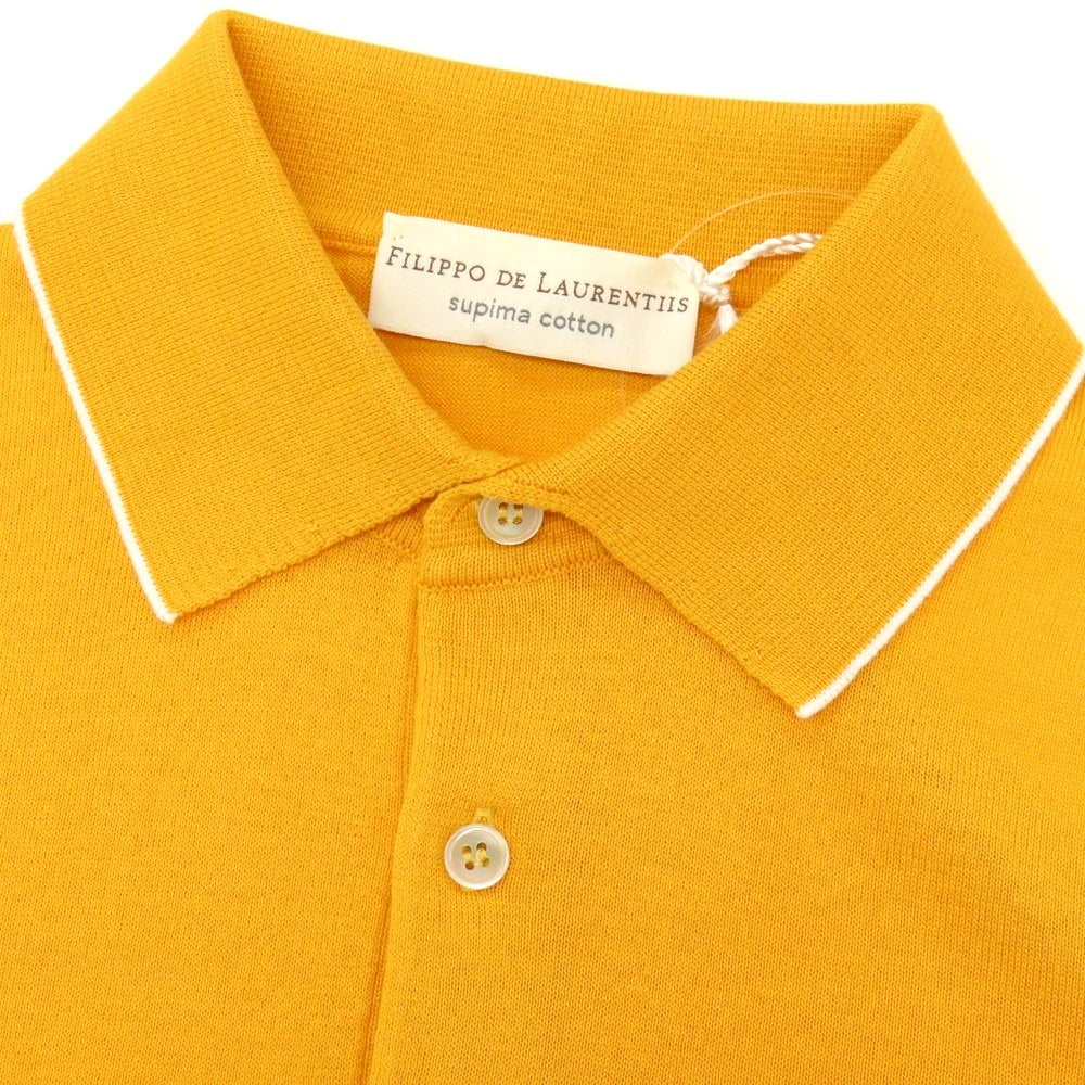【新品】フィリッポ デ ローレンティス FILIPPO DE LAURENTIIS ハイゲージ スーピマコットン 半袖 ポロニット ライトオレンジ【サイズ46】【 状態ランクN 】【 メンズ 】