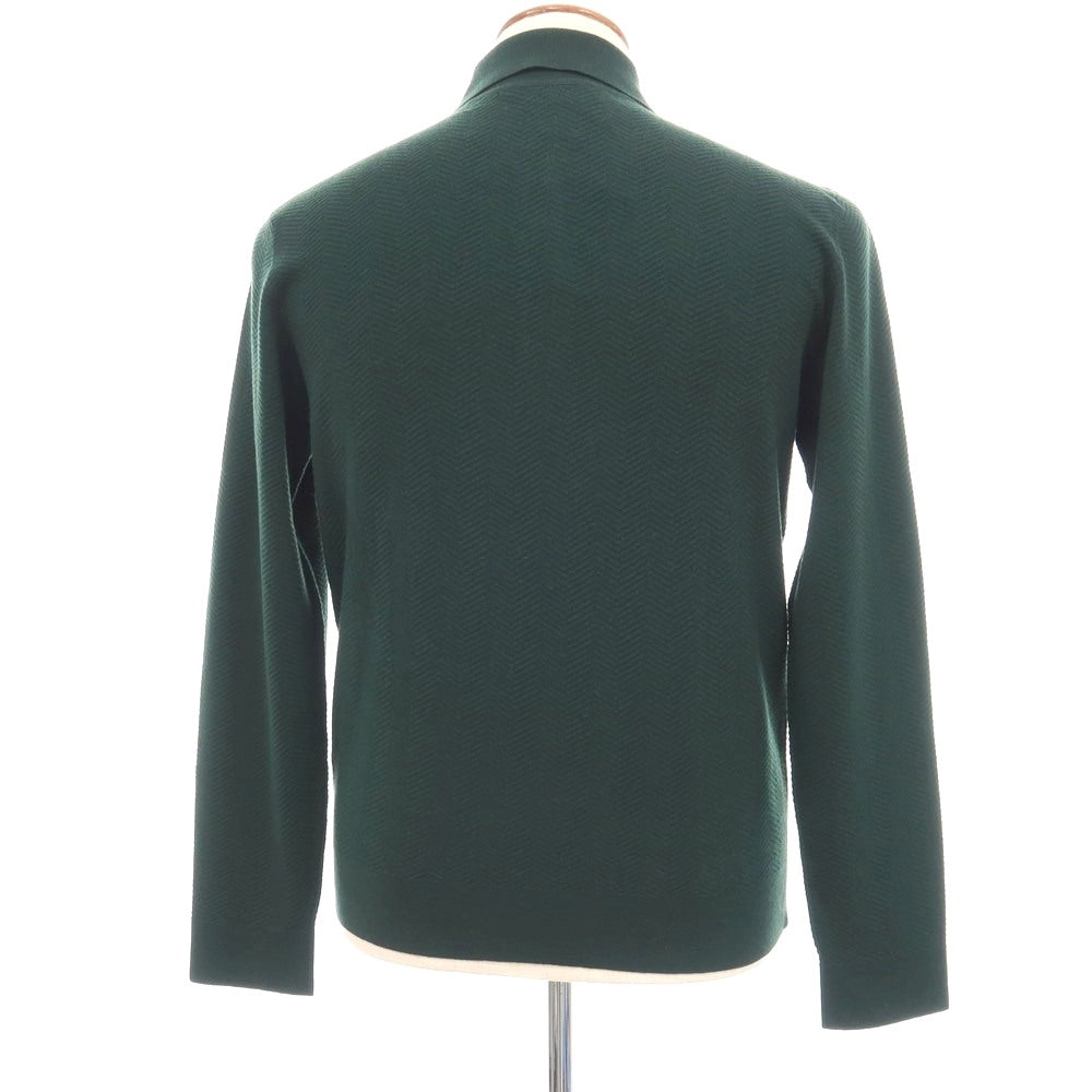 【新品アウトレット】フランカ ペルージャ Franca Perugia ウール ヘリンボーン編み ポロニット ダークグリーン【サイズ48】【 状態ランクN- 】【 メンズ 】