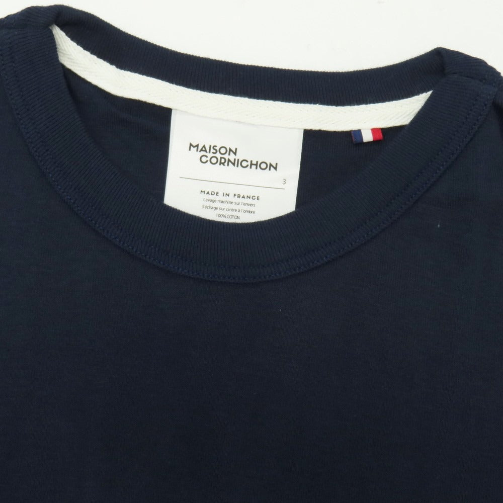 【新品】メゾン コルニション MAISON CORNICHON コットン クルーネック 半袖Ｔシャツ ネイビー【サイズ3】【 状態ランクN 】【 メンズ 】
