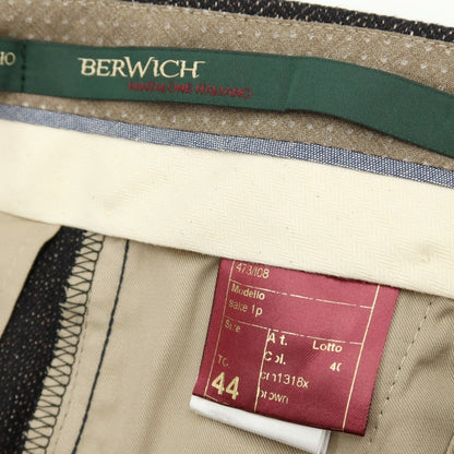 【新品】ベルウィッチ BERWICH sake 1p ウールコットンポリウレタン ヘリンボーン カジュアルスラックスパンツ ダークブラウン【サイズ44】【 状態ランクN 】【 メンズ 】