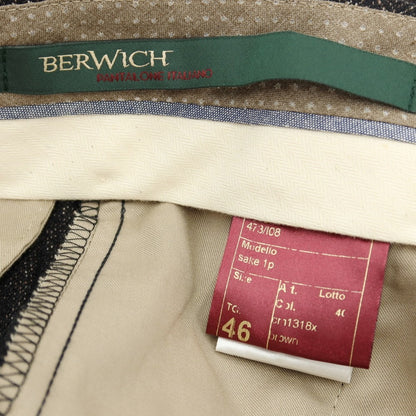 【新品】ベルウィッチ BERWICH sake 1p ウールコットンポリウレタン ヘリンボーン カジュアルスラックスパンツ ダークブラウン【サイズ46】【 状態ランクN 】【 メンズ 】