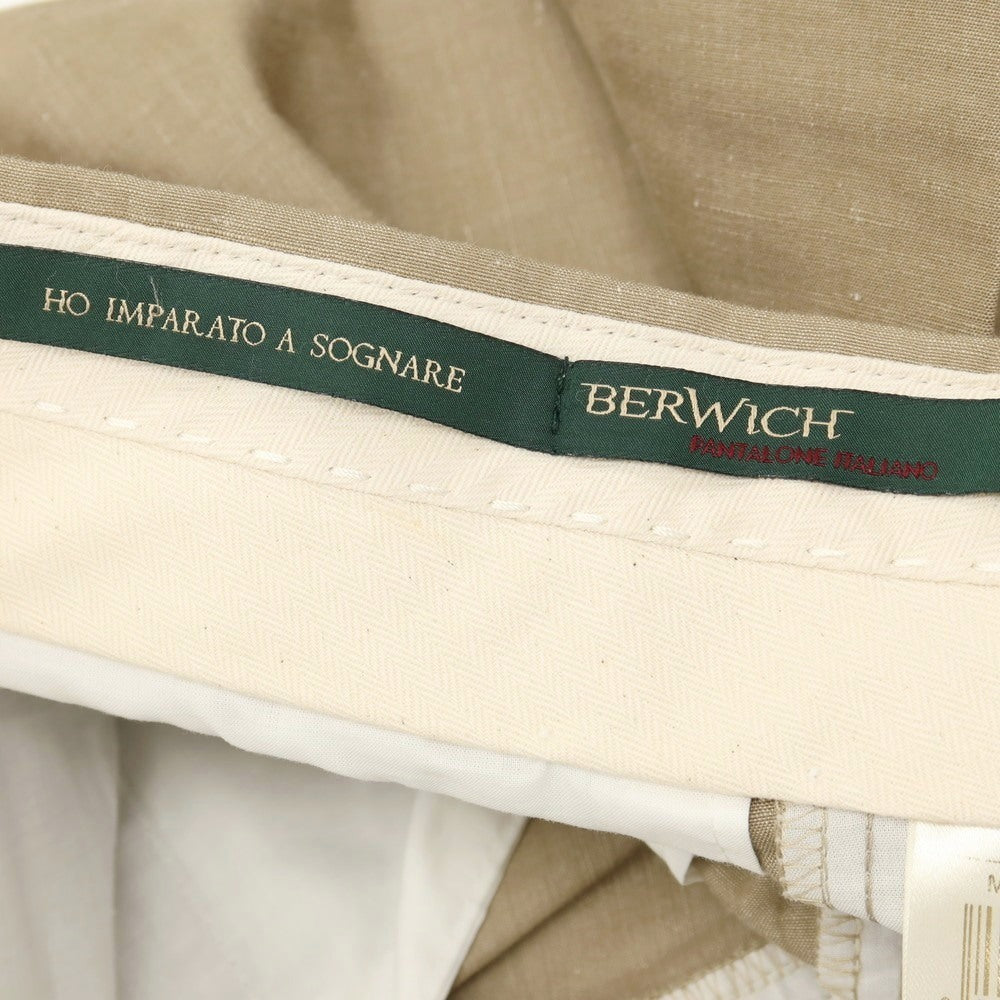 【新品】ベルウィッチ BERWICH リネンコットン カジュアルスラックスパンツ ベージュ【サイズ42】【 状態ランクN 】【 メンズ 】