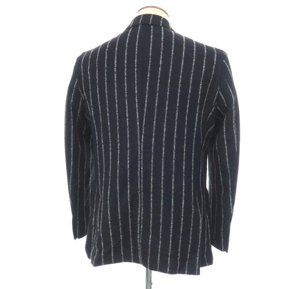 【中古】ブレラス BRERAS アクリルウールポリエステル ジャージー ストライプ 3B テーラードジャケット ダークネイビーxホワイト【サイズ48】【 状態ランクB 】【 メンズ 】