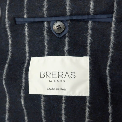 【中古】ブレラス BRERAS アクリルウールポリエステル ジャージー ストライプ 3B テーラードジャケット ダークネイビーxホワイト【サイズ48】【 状態ランクB 】【 メンズ 】