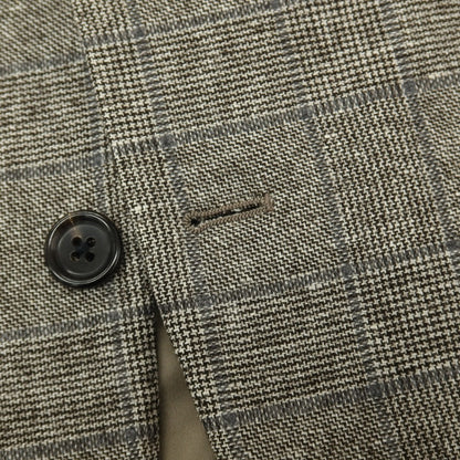 【中古】ブリッラ ペル イル グスト Brilla per il gusto ウールシルク チェック 3つボタンスーツ ブラウン系xグレー【サイズ46】【 状態ランクB 】【 メンズ 】