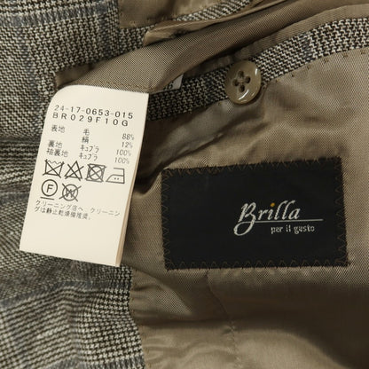 【中古】ブリッラ ペル イル グスト Brilla per il gusto ウールシルク チェック 3つボタンスーツ ブラウン系xグレー【サイズ46】【 状態ランクB 】【 メンズ 】