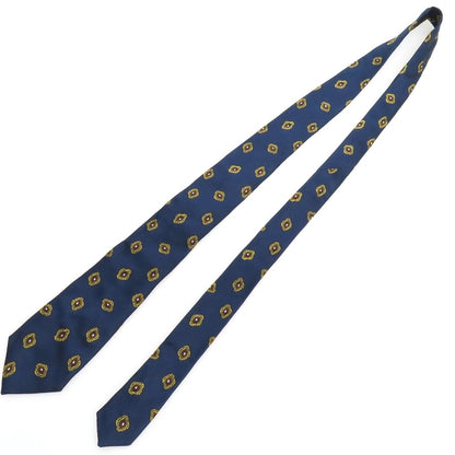 【中古】フランコバッシ FRANCO BASSI GOLDEN 80’S シルク 小紋柄ネクタイ ネイビーxイエロー【 状態ランクB 】【 メンズ 】