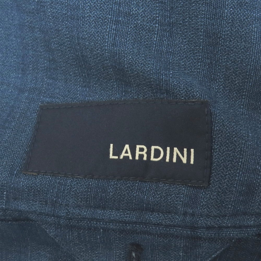 【中古】ラルディーニ LARDINI コットンリネン シャドウストライプ 6B ダブルブレスト テーラードジャケット ネイビーブルー【サイズ46 7REG】【 状態ランクD 】【 メンズ 】