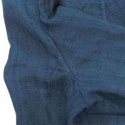 【中古】ラルディーニ LARDINI コットンリネン シャドウストライプ 6B ダブルブレスト テーラードジャケット ネイビーブルー【サイズ46 7REG】【 状態ランクD 】【 メンズ 】