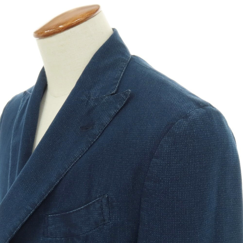 【中古】ラルディーニ LARDINI コットン 6B ダブルブレスト テーラードジャケット ネイビー【サイズ46 REG】【 状態ランクC 】【 メンズ 】