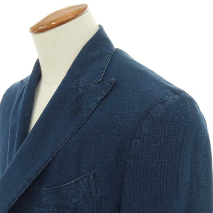 【中古】ラルディーニ LARDINI コットン 6B ダブルブレスト テーラードジャケット ネイビー【サイズ46 REG】【 状態ランクC 】【 メンズ 】