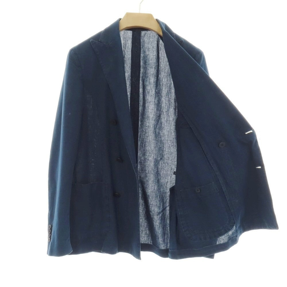 【中古】ラルディーニ LARDINI コットン 6B ダブルブレスト テーラードジャケット ネイビー【サイズ46 REG】【 状態ランクC 】【 メンズ 】