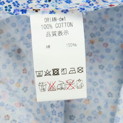 【中古】オリアン ORIAN コットン 小花柄 プリント ワイドカラー カジュアルシャツ ブルー系xホワイト【サイズS】【 状態ランクB 】【 メンズ 】