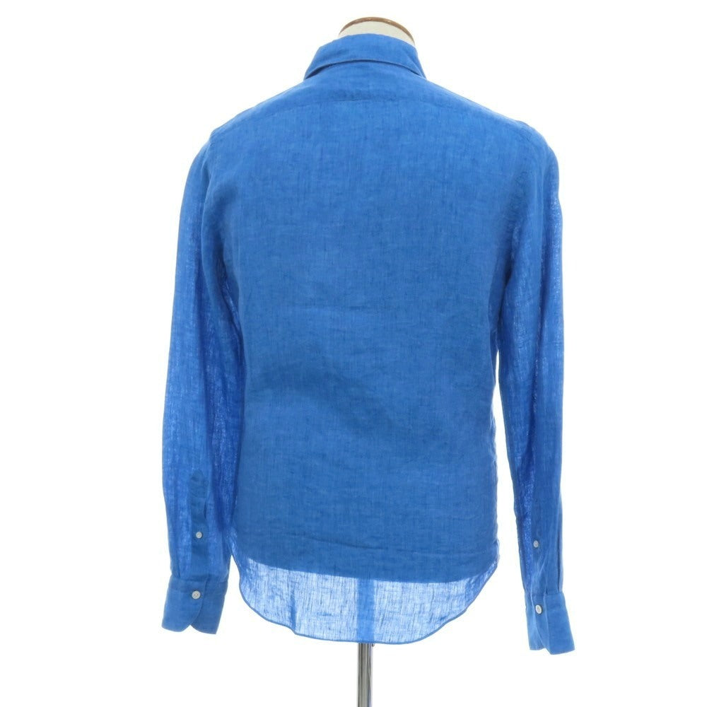【中古】フィナモレ Finamore リネン ホリゾンタルカラー カジュアルシャツ ブルー【サイズ39】【 状態ランクB 】【 メンズ 】