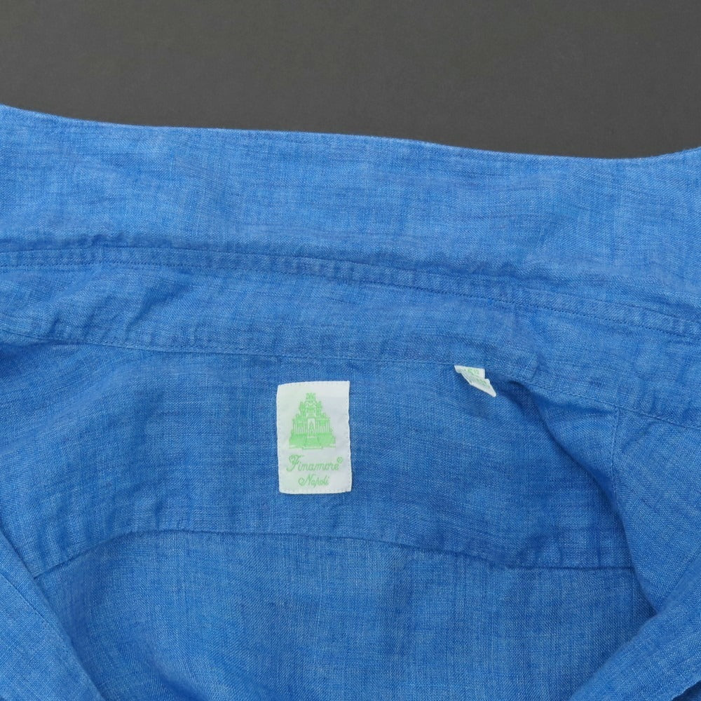 【中古】フィナモレ Finamore リネン ホリゾンタルカラー カジュアルシャツ ブルー【サイズ39】【 状態ランクB 】【 メンズ 】