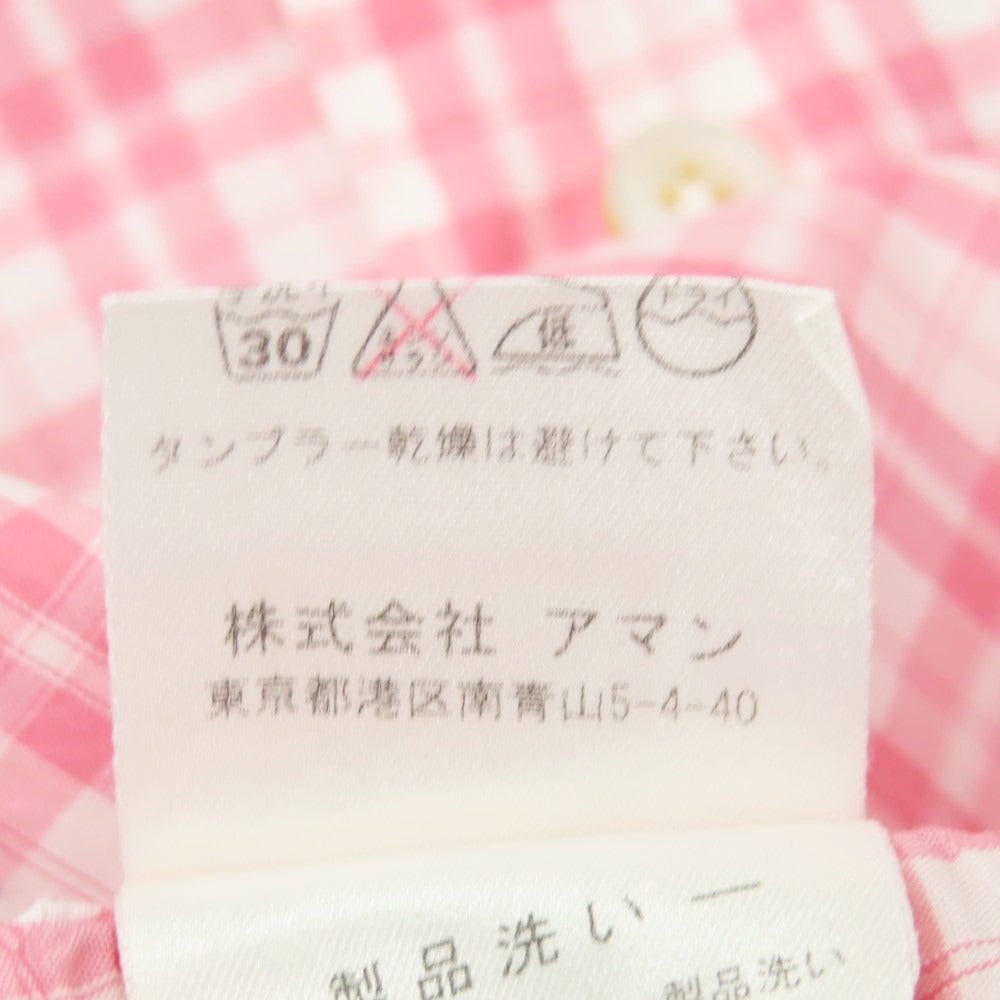 【中古】フィナモレ Finamore コットン チェック ホリゾンタルカラー カジュアルシャツ ピンクxホワイト【サイズ40】【 状態ランクB 】【 メンズ 】