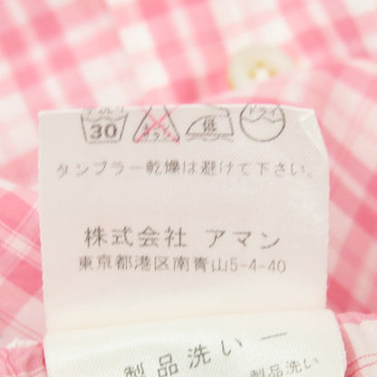 【中古】フィナモレ Finamore コットン チェック ホリゾンタルカラー カジュアルシャツ ピンクxホワイト【サイズ40】【 状態ランクB 】【 メンズ 】