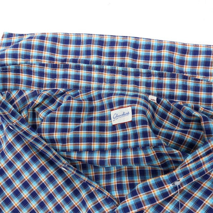 【中古】グランシャツ Glanshirt コットン チェック セミワイドカラー カジュアルシャツ ネイビーxブルー【サイズ39】【 状態ランクB 】【 メンズ 】