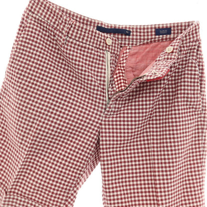 【中古】インコテックス INCOTEX ストレッチ コットン チェック ショートパンツ レッドxホワイト【サイズ46】【 状態ランクB 】【 メンズ 】