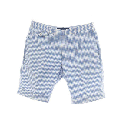【中古】インコテックス INCOTEX コットンポリウレタン ギンガムチェック ショートパンツ ライトブルーxホワイト【サイズ46】【 状態ランクC 】【 メンズ 】