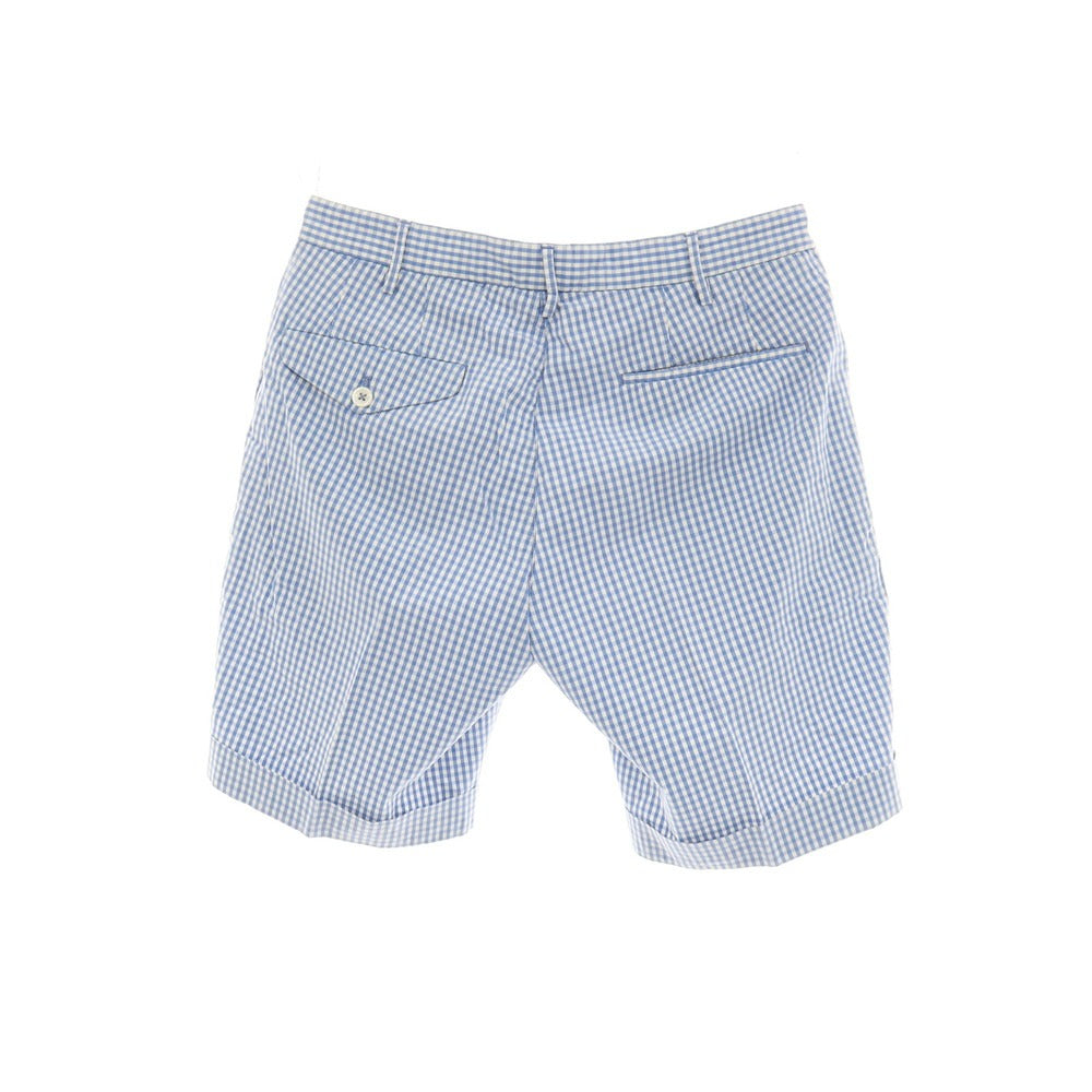 【中古】インコテックス INCOTEX コットンポリウレタン ギンガムチェック ショートパンツ ライトブルーxホワイト【サイズ46】【 状態ランクC 】【 メンズ 】