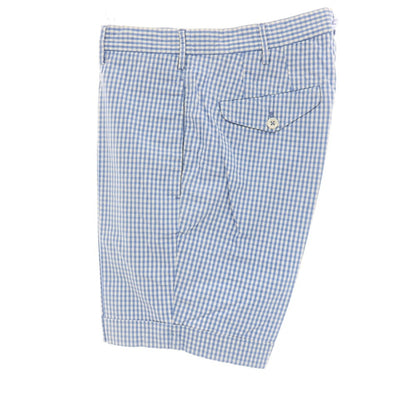 【中古】インコテックス INCOTEX コットンポリウレタン ギンガムチェック ショートパンツ ライトブルーxホワイト【サイズ46】【 状態ランクC 】【 メンズ 】