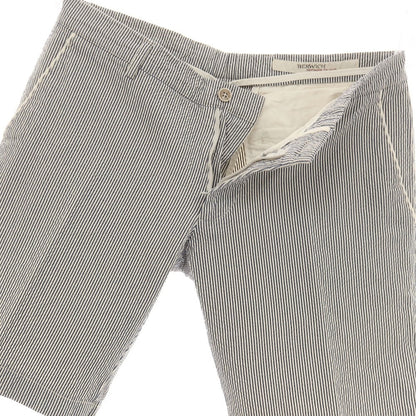 【中古】ベルウィッチ BERWICH ストレッチ コットン シアサッカー ストライプ ショートパンツ ネイビーxホワイト【サイズ表記不明（M位）】【 状態ランクC 】【 メンズ 】