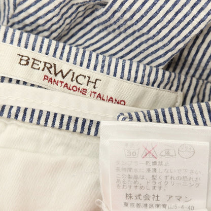 【中古】ベルウィッチ BERWICH ストレッチ コットン シアサッカー ストライプ ショートパンツ ネイビーxホワイト【サイズ表記不明（M位）】【 状態ランクC 】【 メンズ 】
