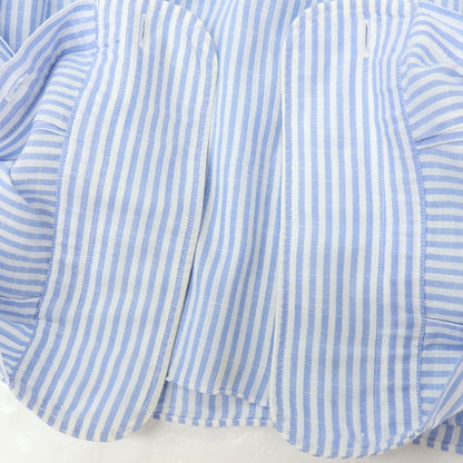 【中古】バルバ ダンディライフ BARBA DANDY LIFE コットンリネン ストライプ ホリゾンタルカラー ドレスシャツ ライトブルーxホワイト【サイズ38】【 状態ランクC 】【 メンズ 】
