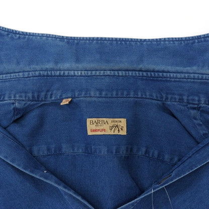 【中古】バルバ ダンディライフ BARBA DANDY LIFE コットン ワイドカラー カジュアルシャツ ライトネイビー【サイズ38】【 状態ランクC 】【 メンズ 】