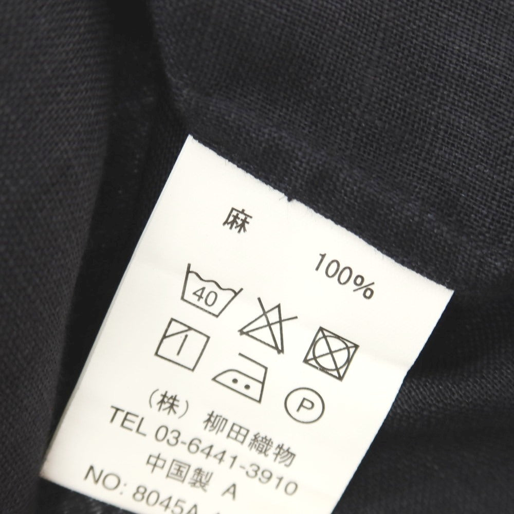 【中古】オジエ ozie リネン ワンピースカラー カジュアルシャツ ブラック【サイズM-82】【 状態ランクB 】【 メンズ 】