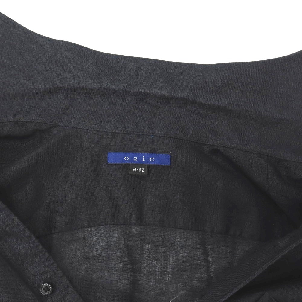【中古】オジエ ozie リネン ワンピースカラー カジュアルシャツ ブラック【サイズM-82】【 状態ランクB 】【 メンズ 】