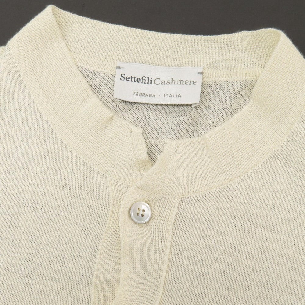 【中古】セッテフィーリ カシミア Settefili Cashmere リネンコットン ヘンリーネック プルオーバーニット アイボリー【サイズ46】【 状態ランクA 】【 メンズ 】