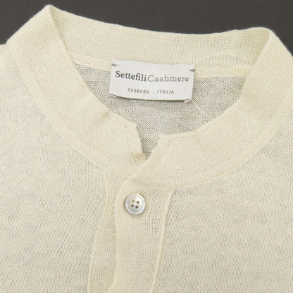 【中古】セッテフィーリ カシミア Settefili Cashmere リネンコットン ヘンリーネック プルオーバーニット アイボリー【サイズ46】【 状態ランクA 】【 メンズ 】