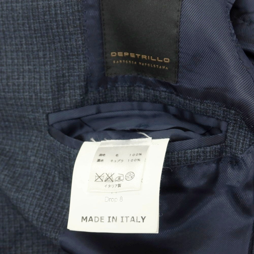 【中古】デペトリロ DE PETRILLO ウール 3つボタンスーツ ネイビー系【サイズ44 Drop8】【 状態ランクC 】【 メンズ 】