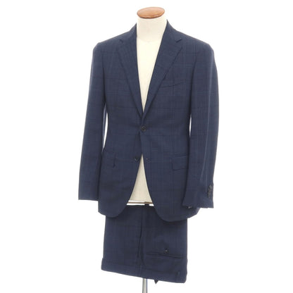 【中古】ビームスエフ BEAMS F ニュージーランドメリノウール チェック 3つボタンスーツ ネイビー【サイズ93】【 状態ランクB 】【 メンズ 】