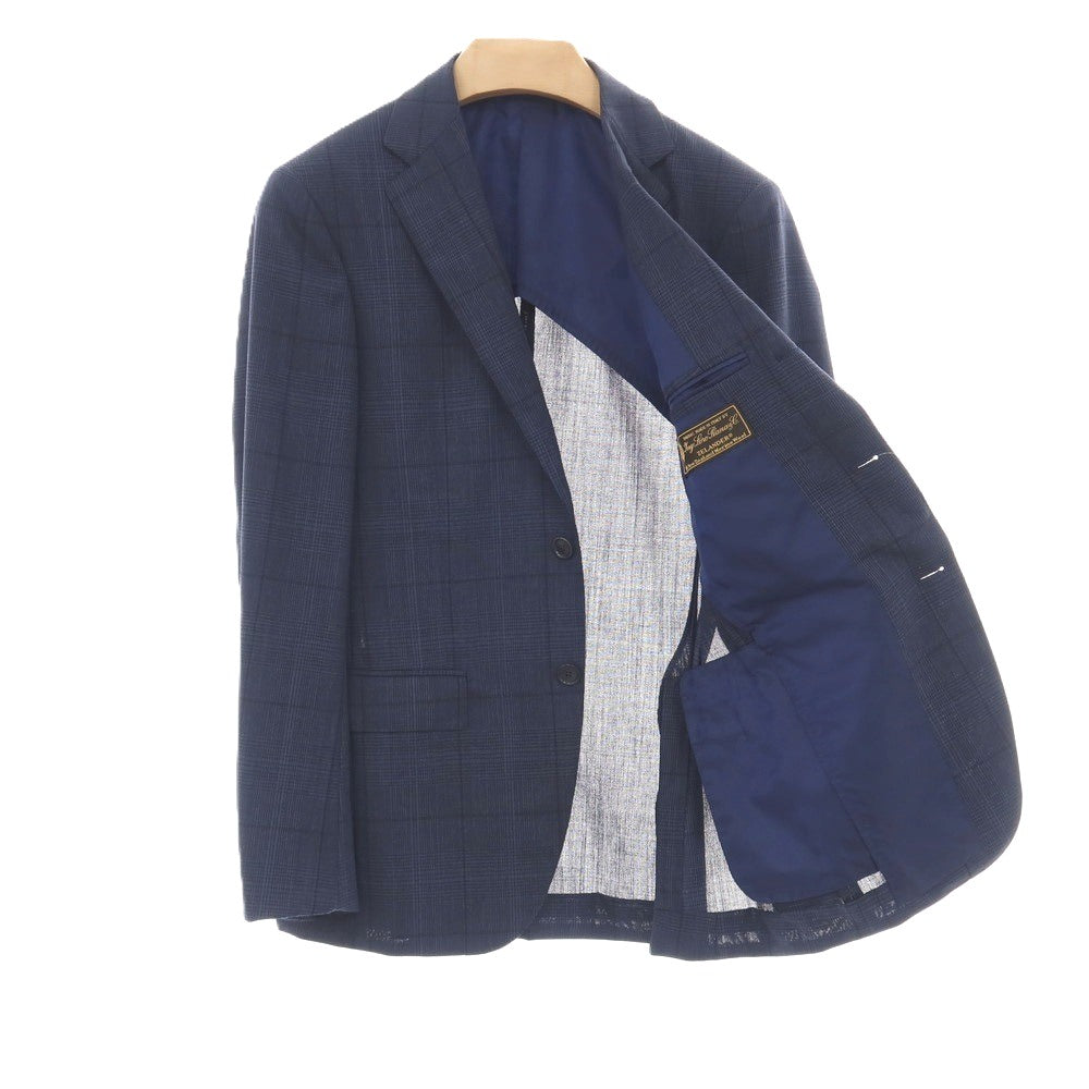 【中古】ビームスエフ BEAMS F ニュージーランドメリノウール チェック 3つボタンスーツ ネイビー【サイズ93】【 状態ランクB 】【 メンズ 】