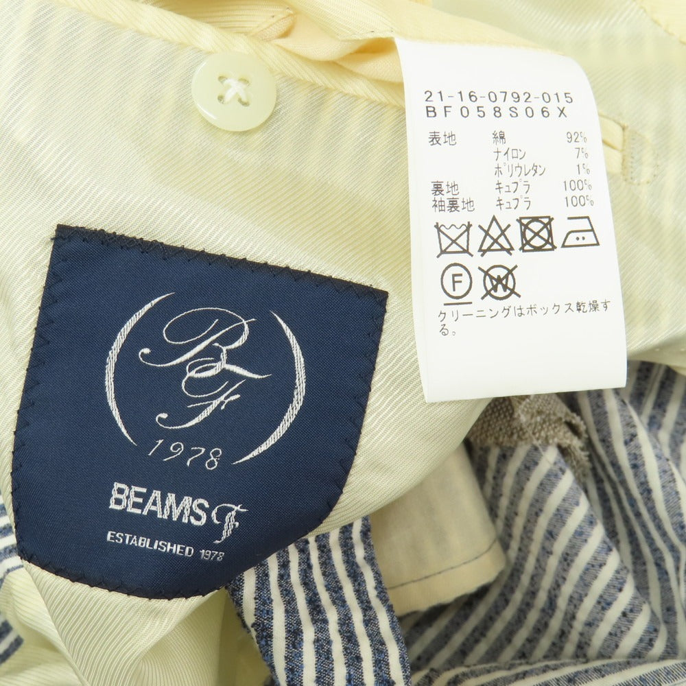 【中古】ビームスエフ BEAMS F コットンナイロン シアサッカー ストライプ 3B カジュアルジャケット ネイビーxホワイト【サイズ46】【 状態ランクC 】【 メンズ 】
