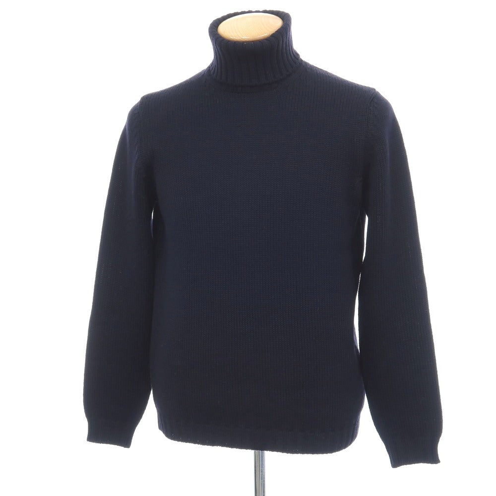 【中古】ロベルトコリーナ ROBERTO COLLINA ミドルゲージ ウール タートルネック プルオーバーニット ダークネイビー【サイズ46】【 状態ランクB 】【 メンズ 】