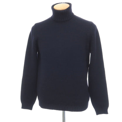 【中古】ロベルトコリーナ ROBERTO COLLINA ミドルゲージ ウール タートルネック プルオーバーニット ダークネイビー【サイズ46】【 状態ランクB 】【 メンズ 】