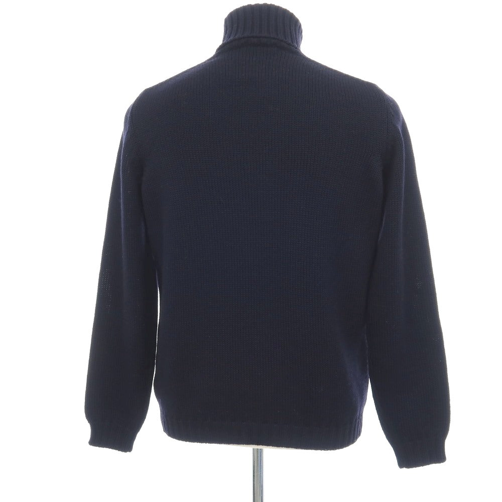 【中古】ロベルトコリーナ ROBERTO COLLINA ミドルゲージ ウール タートルネック プルオーバーニット ダークネイビー【サイズ46】【 状態ランクB 】【 メンズ 】